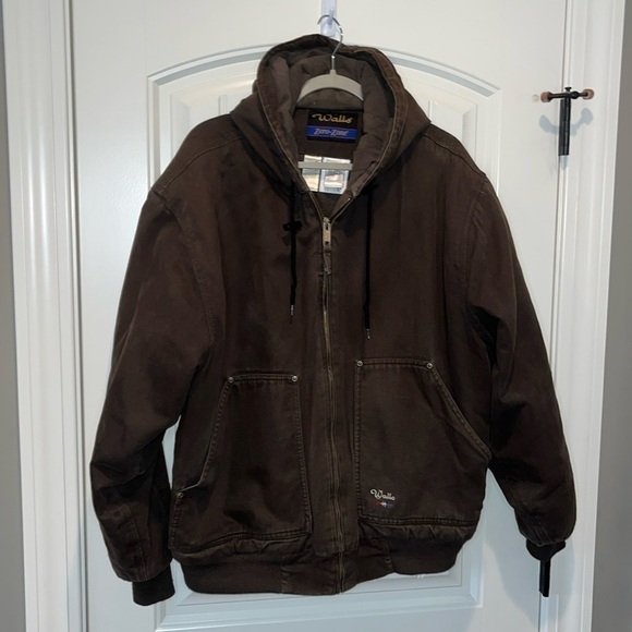 Walls insulated brown canvas duck work barn coat full zip XL wear/distress - Picture 1 of 14